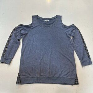 Blue Cold Shoulder Lightweight Sweater Size Large